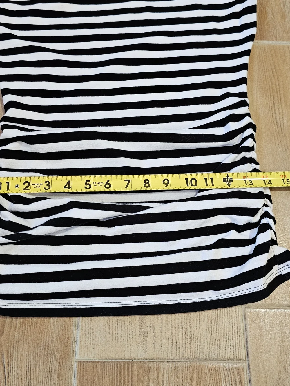 Michael Kors Black and White Striped Top with Gold Zipper, Small